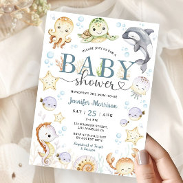 Convite Under The Sea Ocean Baby Shower Gender Neutral 
