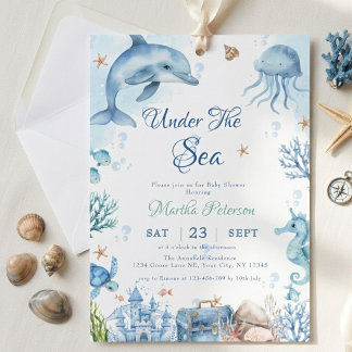 Convite UNder the sea Seashell Baby Shower