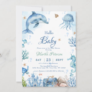 Convite UNder the sea Seashell Baby Shower