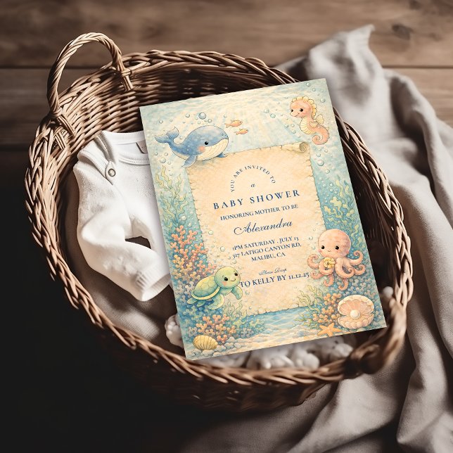 Convite Under the Sea Storybook Baby Shower (Criador carregado)