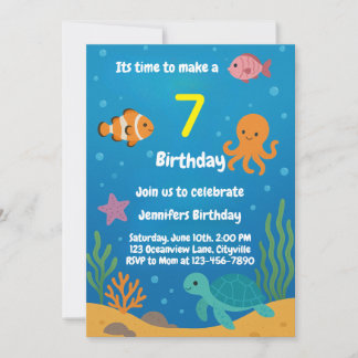 Convite Under the Sea Underwater Birthday Invitation