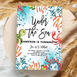 Convite Under the Sea Watercolor Kids Birthday