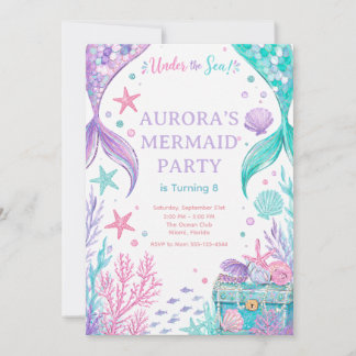 Convite Under The Sea Watercolor Party Invite