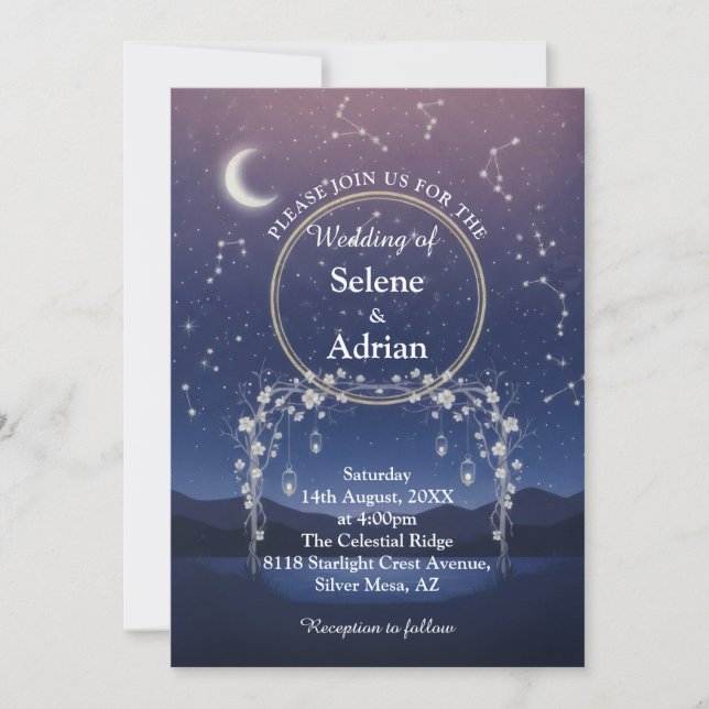 Convite Under the Stars Wedding Invitation (Frente)