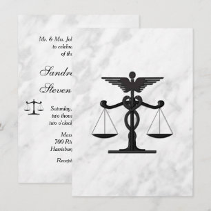 Convite União de Casamento de Mármore Juris-Medic