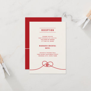 Convite União do Nó Vermelho 囍 Recepção de Casamento Simpl