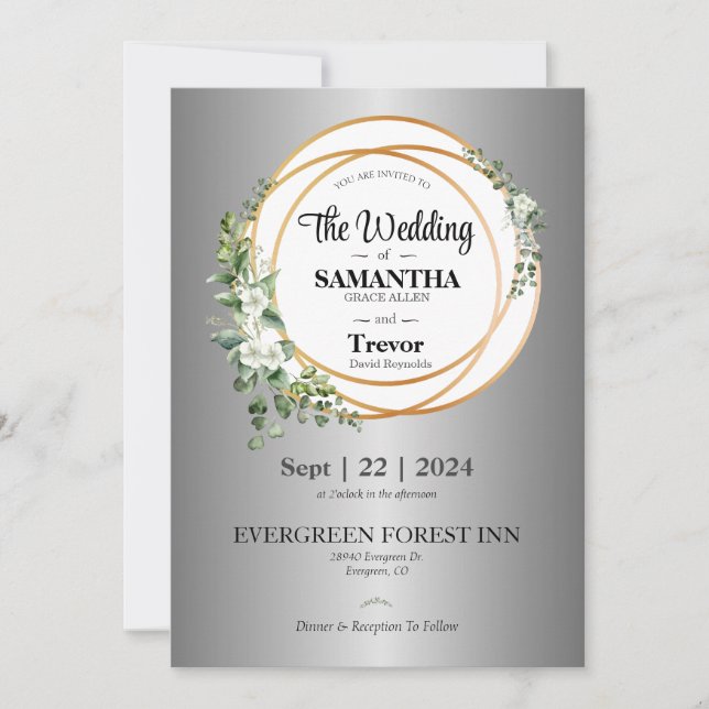 Convite União ouro Celebrando Casamento de Amor e Compromi (Frente)