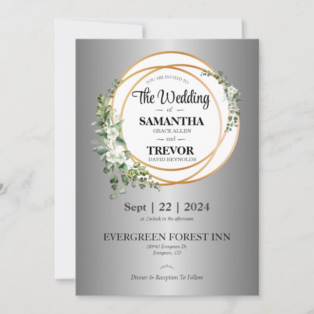 Convite União ouro Celebrando Casamento de Amor e Compromi (Frente)