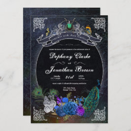 Convite Única Colagem Peculiar Steampunk Fantasy Escura