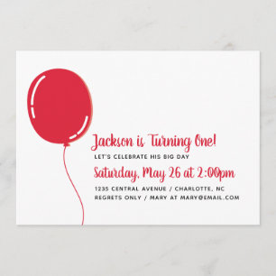 Convite Única festa de aniversário vermelha moderna do