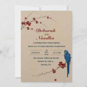 convite único para casamento de aves russo Elegant