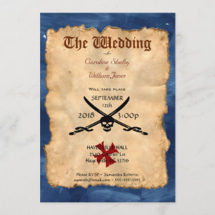 Convite Único para Casamento de Crânio e Espadas P