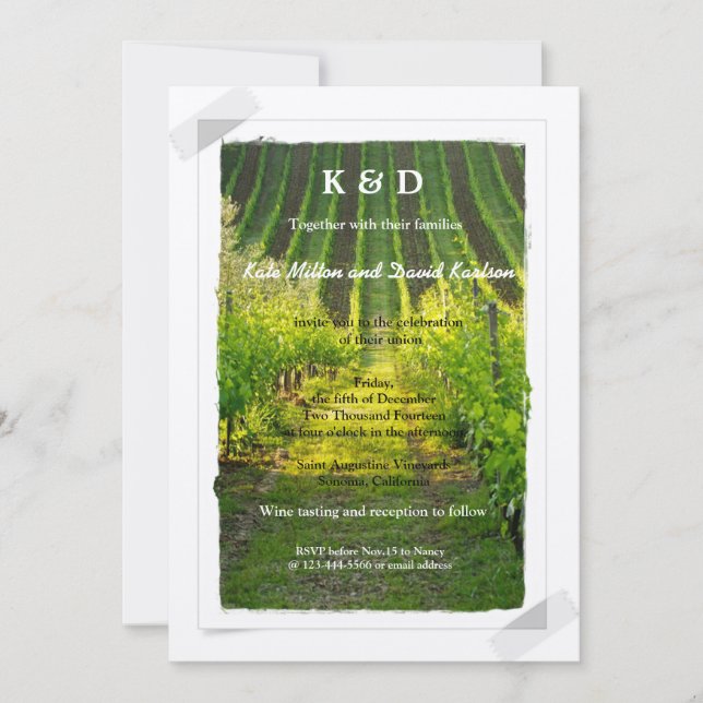 Convite Único Para Casamento De Vinhas De Sol (Frente)