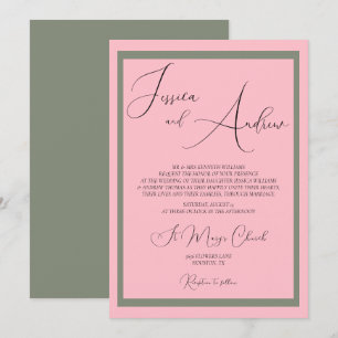 Convite Único para Casamento Pink e Sage Dusty