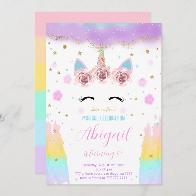 Convite Unicórn (Frente/Verso)