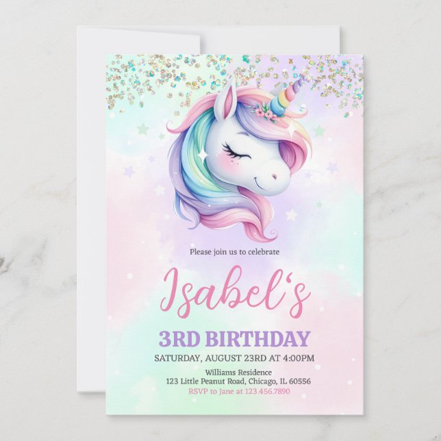 Convite Unicorn Aniversário (Frente)