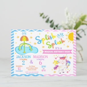 Convite Unicorn & Área de Splash Conjunto de Aniversário