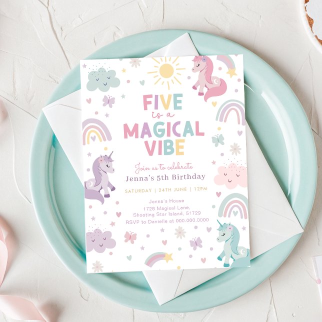 Convite Unicorn Birthday Invitation (Unicorn 5th Birthday Invitation)