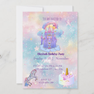Convite Unicorn birthday Invitation card