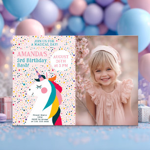 Convite Unicorn Birthday Magical Party for Girl