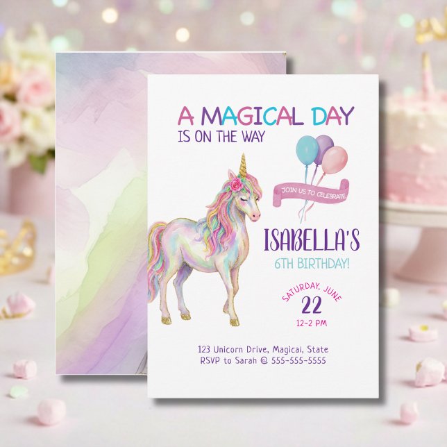 Convite Unicorn Birthday Party Invitation (Criador carregado)
