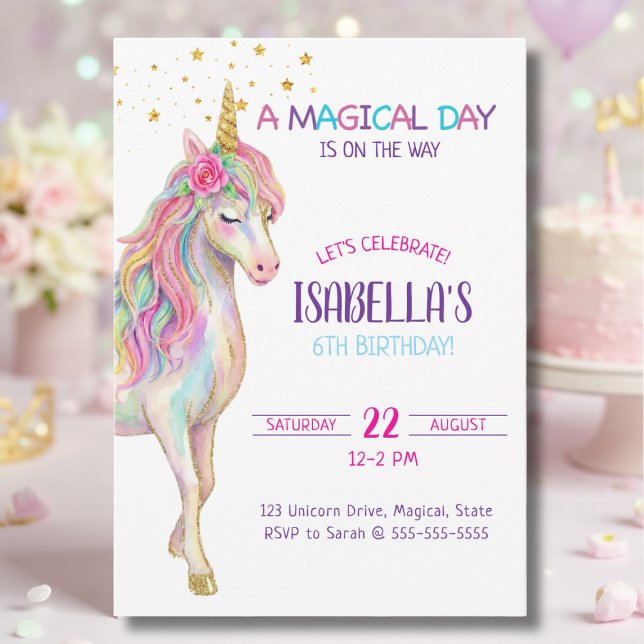 Convite Unicorn Birthday Party Invitation (Criador carregado)