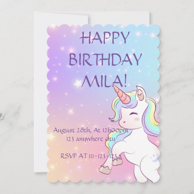 CONVITE UNICORN DE ANIVERSÁRIO (Frente)