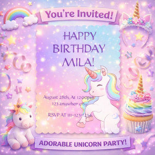 CONVITE UNICORN DE ANIVERSÁRIO