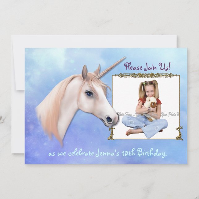 Convite Unicorn Dreams 12 Birthday - Personalizar (Frente)