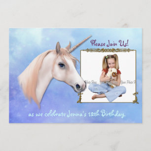 Convite Unicorn Dreams 12 Birthday - Personalizar