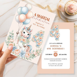 Convite Unicorn Dreams Birthday Invitation