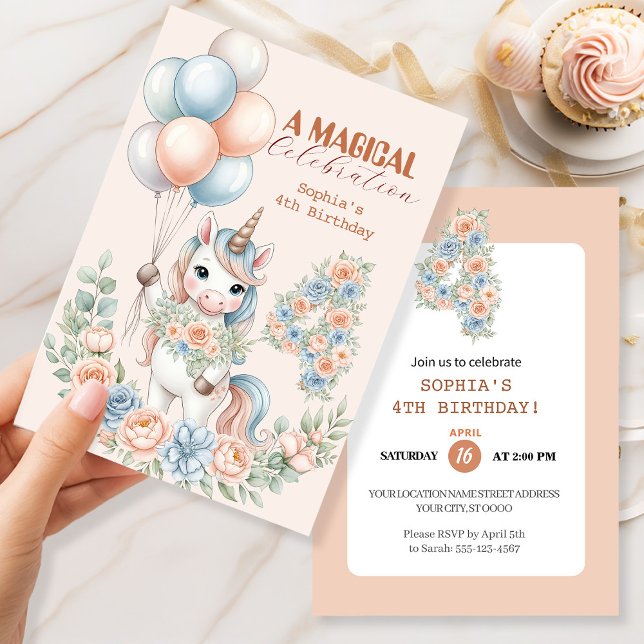 Convite Unicorn Dreams Birthday Invitation (Criador carregado)