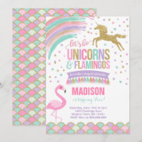 Unicorn e Flamingo Birthday Invitation MagParty