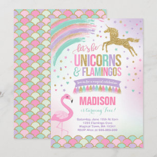 Convite Unicorn e Flamingo Birthday Invitation MagParty