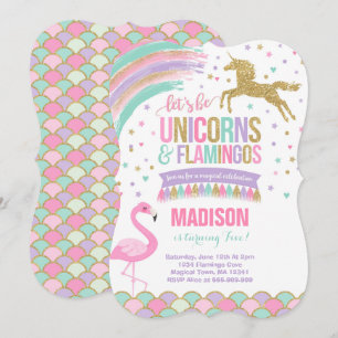 Convite Unicorn e Flamingo Birthday Invitation MagParty