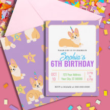 Unicorn Girl Birthday, Partido Corgi