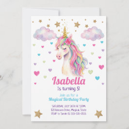 Convite Unicorn Glitter Girls Birthday