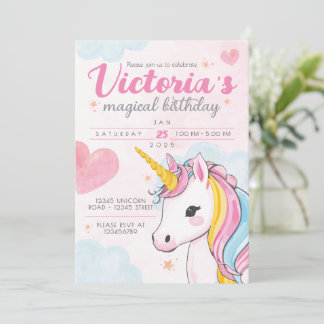 Convite Unicorn Magical Birthday Invite
