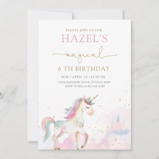 Convite Unicorn Magical Birthday Party Any Age