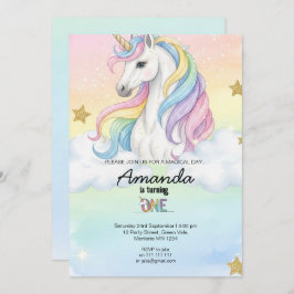 Convite Unicorn Magical Birthday Party Invitation Card