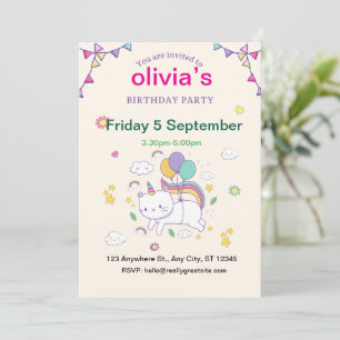 Convite Unicorn Mão traçou o aniversário dos preços