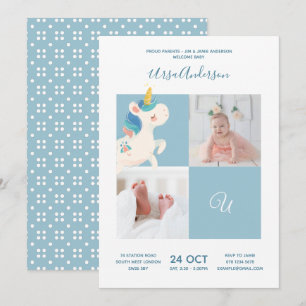 Convite Unicorn • Monograma de Alfabeto Chuveiro de Bebê F