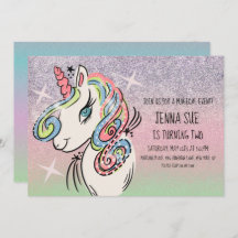 Unicorn Palavra Desenhada Ombré Rainbow Aniversári