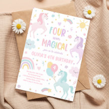 Unicorn Quatro Aniversário Mágico para Sempre