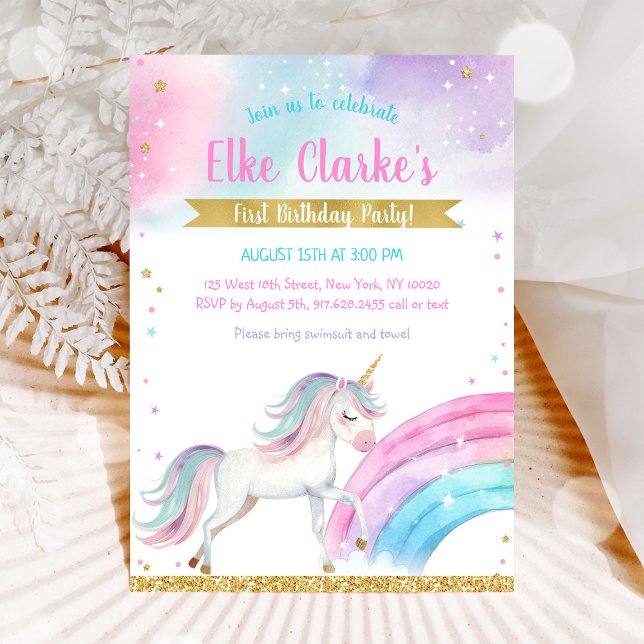 Convite Unicorn Rainbow Magical Day Birthday Invitation (Criador carregado)