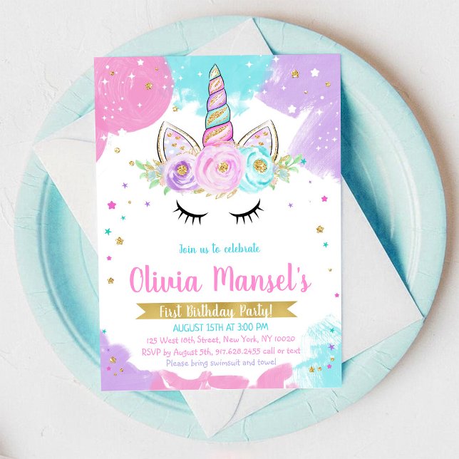 Convite Unicorn Rainbow Magical Day Birthday Invitation (Criador carregado)
