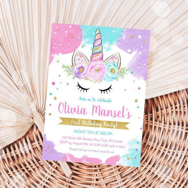 Convite Unicorn Rainbow Magical Day Birthday Invitation (Criador carregado)