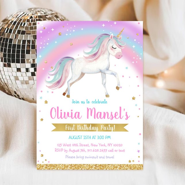 Convite Unicorn Rainbow Magical Day Birthday Invitation (Criador carregado)
