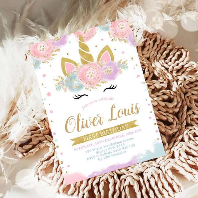 Convite Unicorn Rainbow Magical Day Birthday Invitation (Criador carregado)