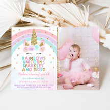 Unicorn Rainbow Sparkles Dourado